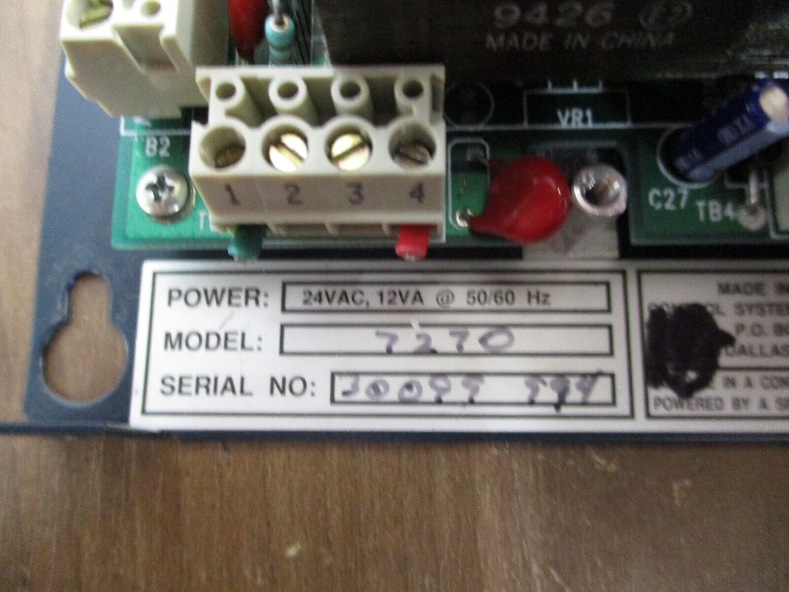Control Systems International Unitary Controller Board 7270 24V 12VA 50/60Hz