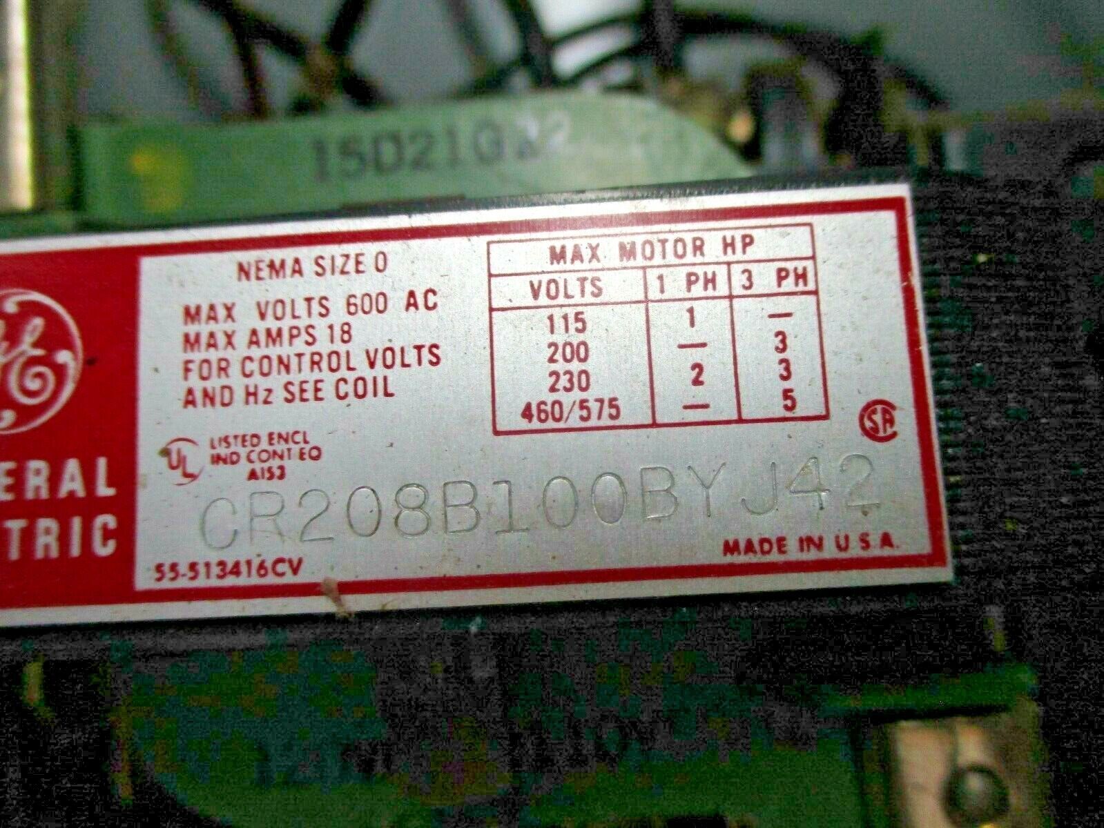 GE Fusible Size 0 Combination CR208B100BYJ42 120V Coil 18A 600V Used