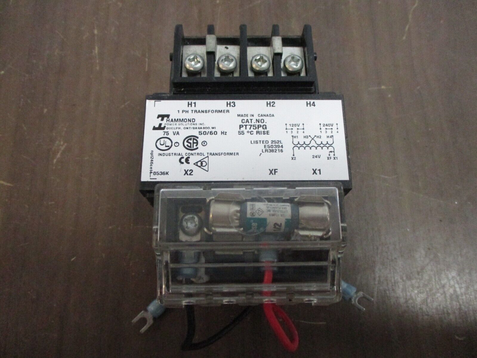 Hammond Control Transformer PT75PG 75VA Pri: 120/240V Sec: 24V 1Ph 50/60Hz Used