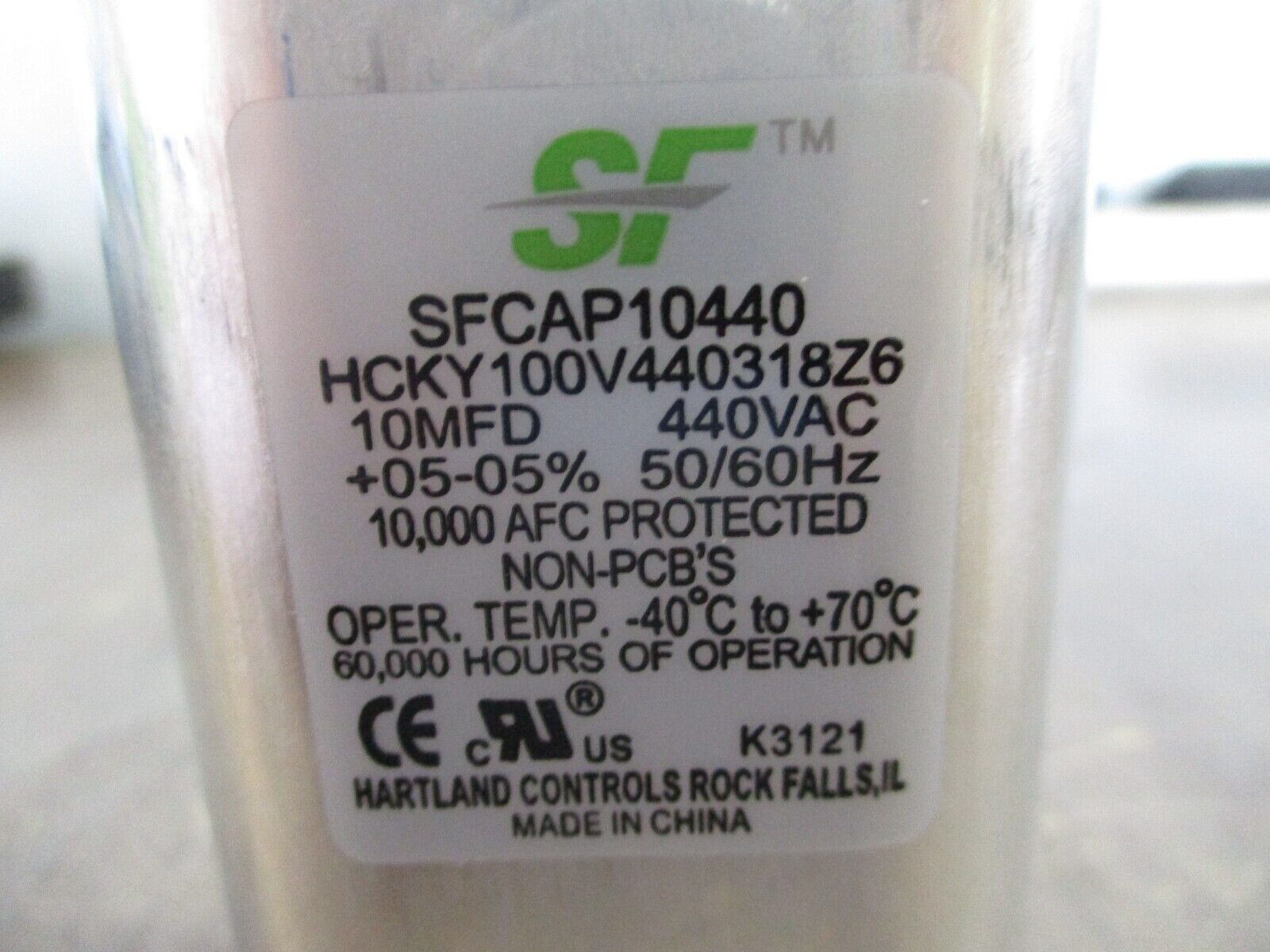 SF Run Capacitor SFCAP10440 10 MFD 440V 50/60Hz New Surplus
