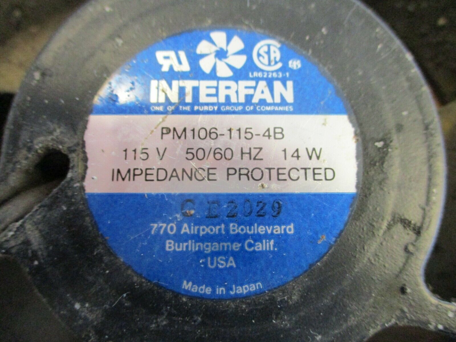 Interfan Axial Fan PM106-115-4B 115V 50/60Hz 14W Used
