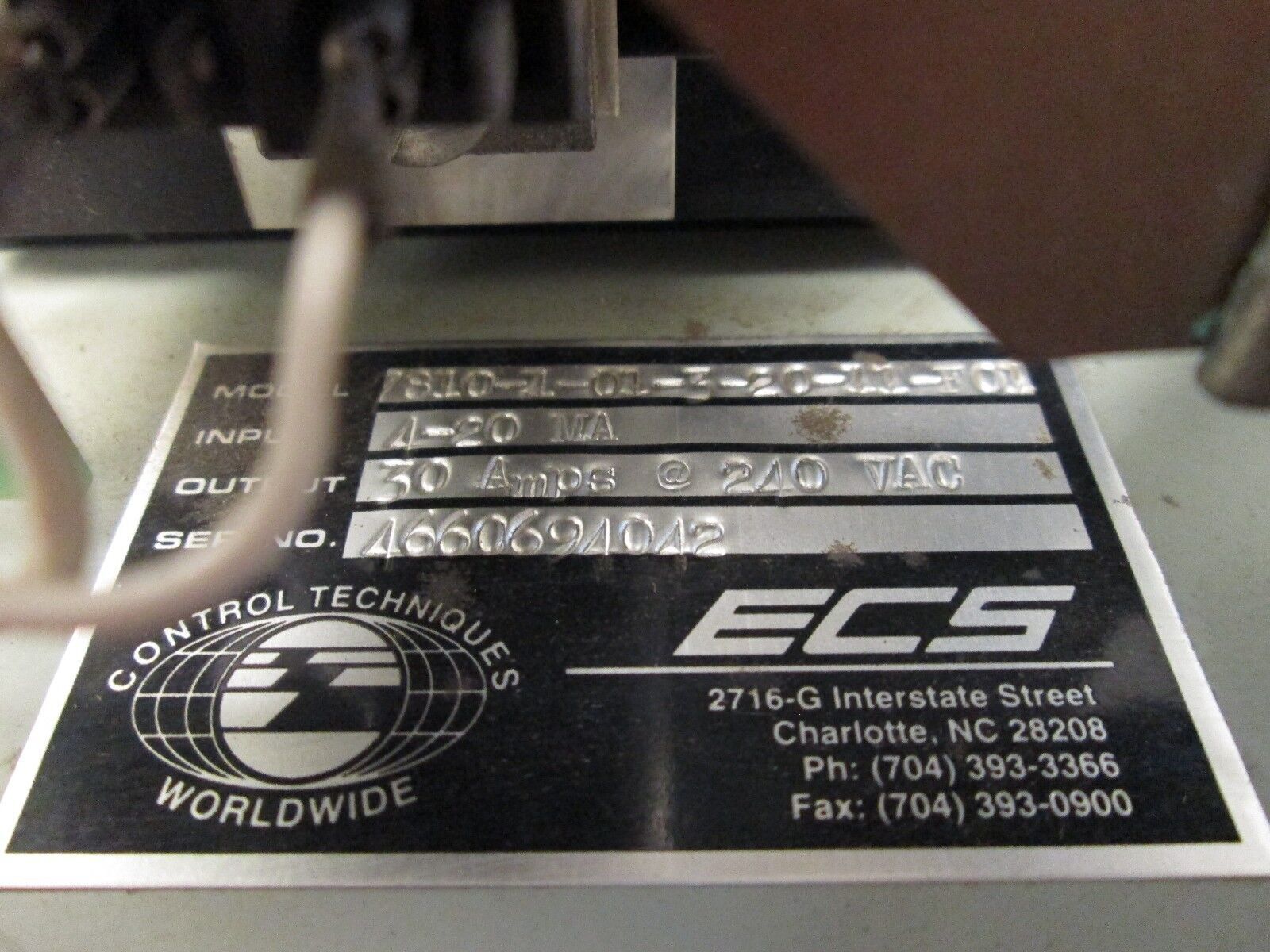 ECS Power Supply 7810-1-01-3-20-11-F01 Input: 4-20mA Output: 30A@240V Used