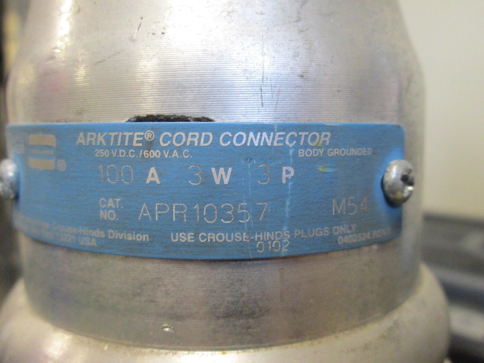 Crouse-Hinds Connector APR10357 100A 600V 3W 3P Used