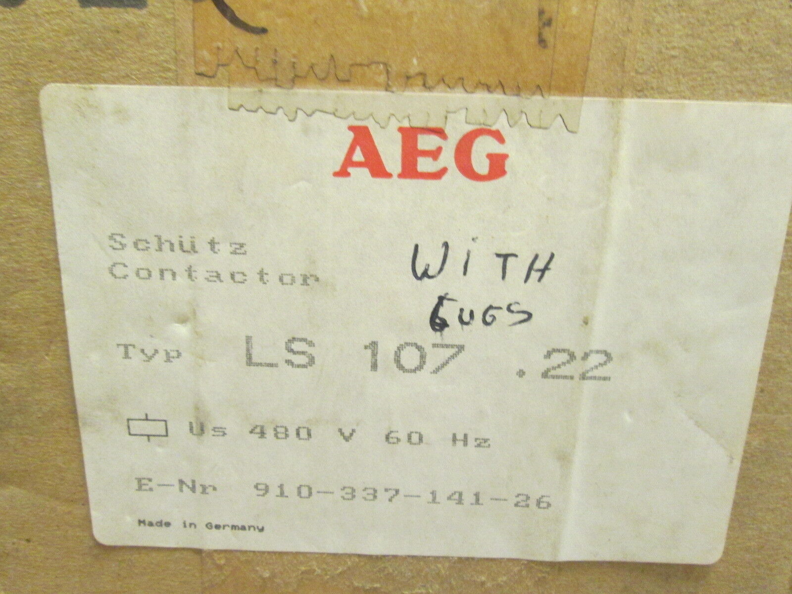 AEG Contactor LS 107.22 480V Coil 135A 600V w/ Lugs New Surplus