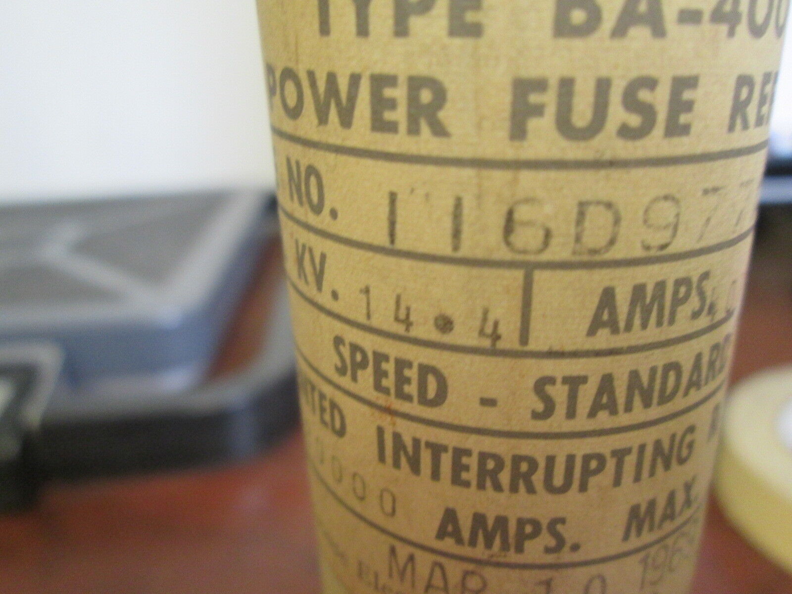 Westinghouse Type BA-400 Fuse Refill 116D977A39 400E 14.4KV Used
