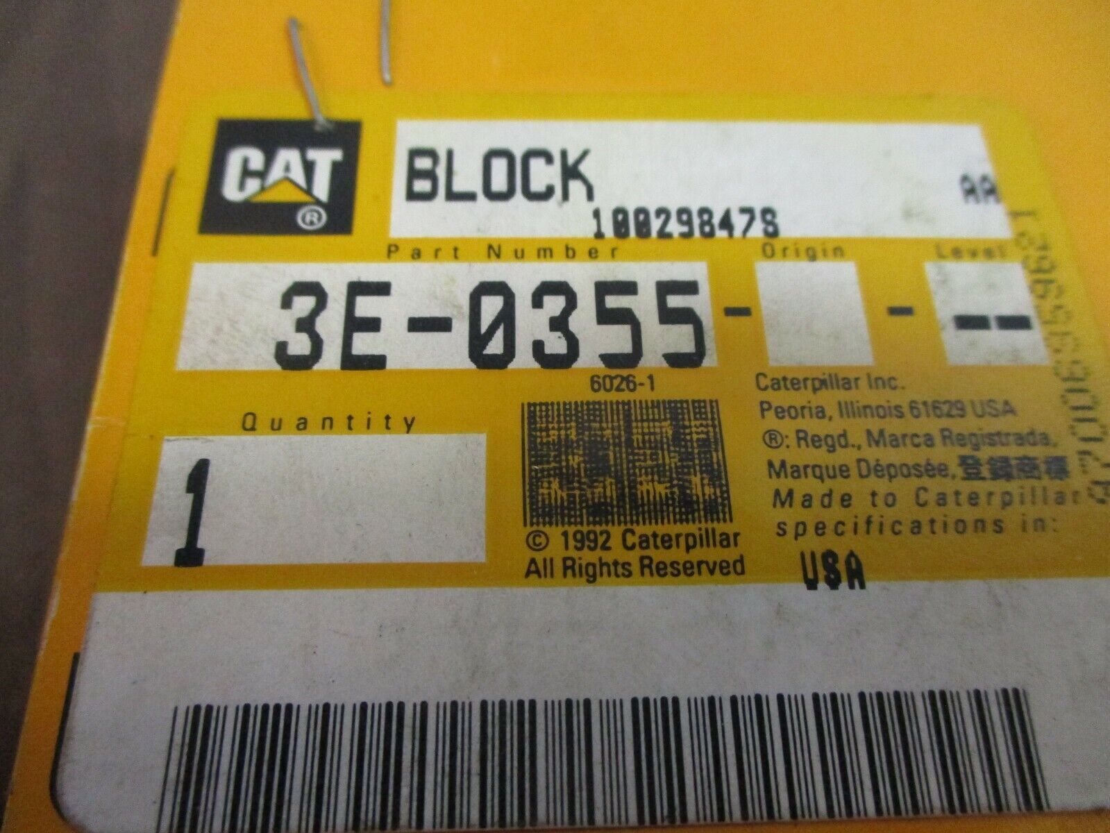 CAT Block 3E-0355 New Surplus