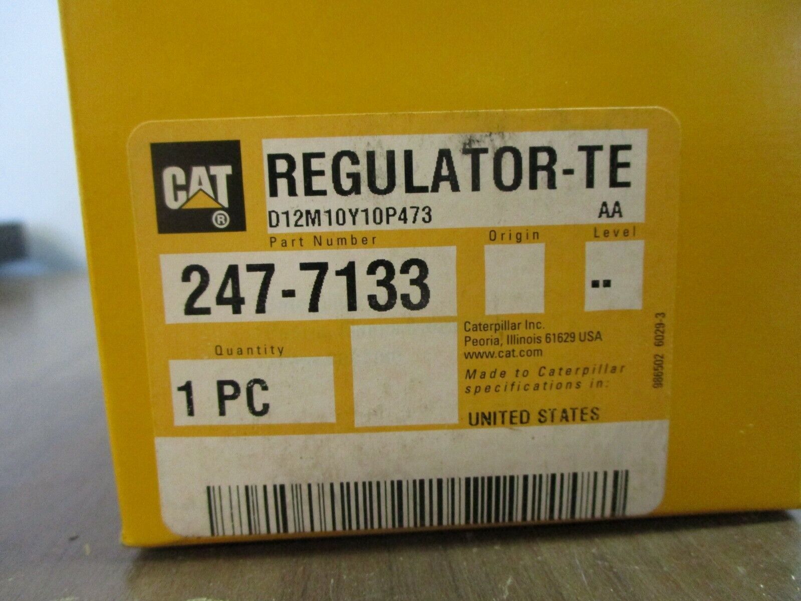 CAT Temperature Regulator 247-7133 New Surplus