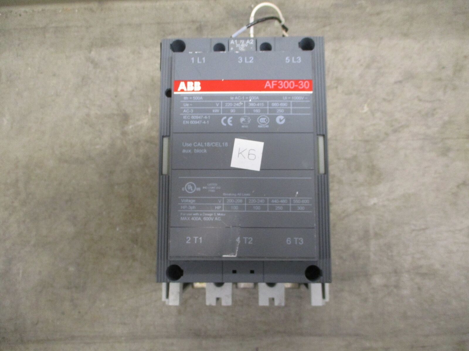 ABB Contactor AF300-30 20-60VDC Coil 400A 600V Used