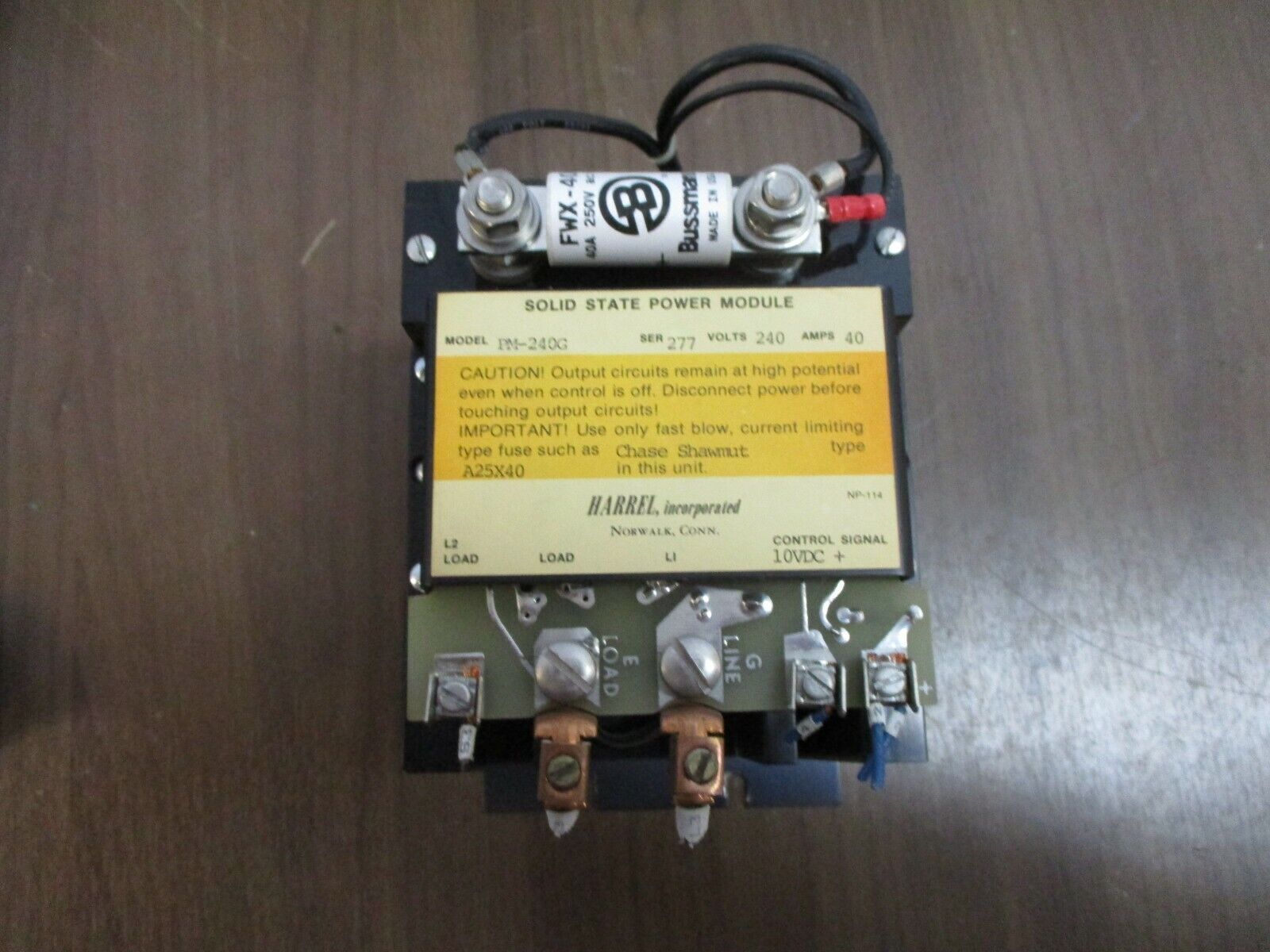 Harrel Solid State Power Module PM-240G 40A 240V Control: 10VDC w/ (1) 40A Fuse