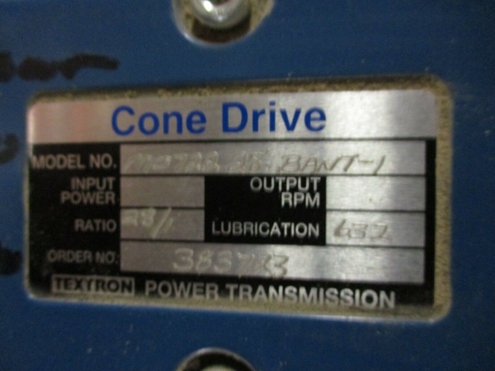 Cone Drive Gear Reducer M072228.BANT-1 Ratio 28:1 Used