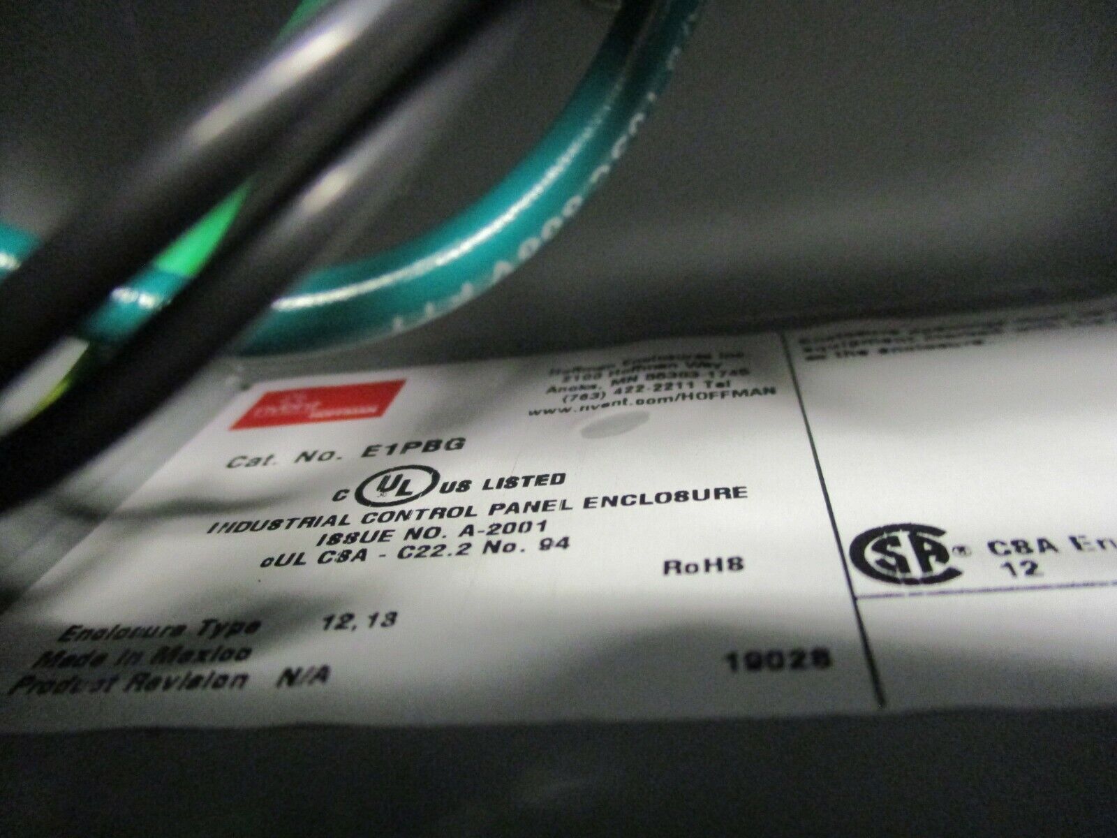 Hoffman Push Button Enclosure w/ Reset Button E1PBG Nema 12,13 Used