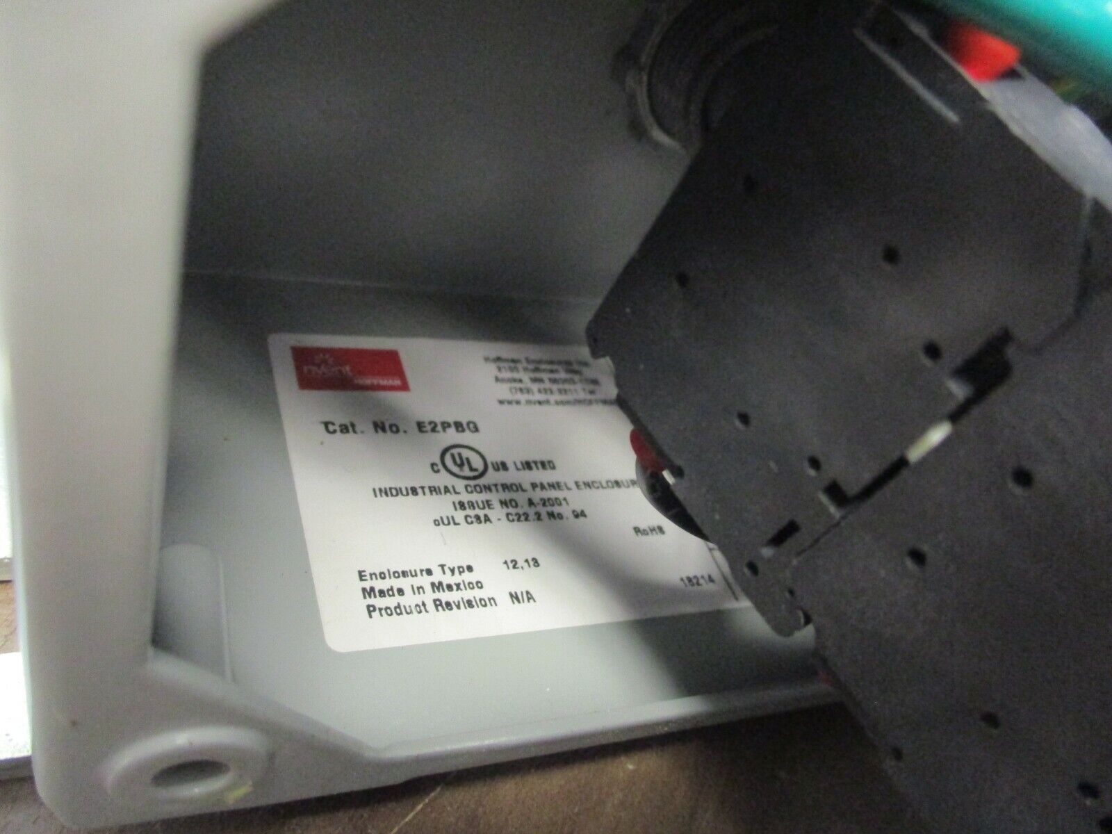 Hoffman Push Button Enclosure w/ E-Stop & Restart Button E2PBG Nema 12,13 Used