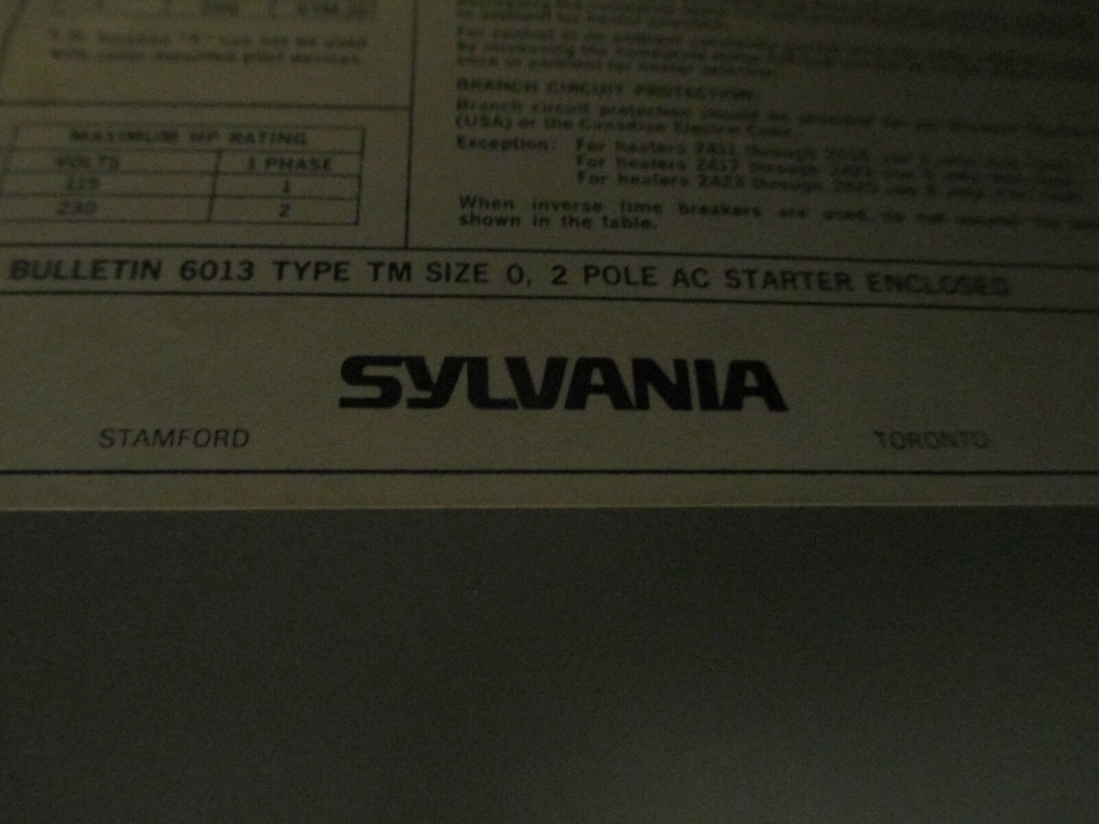 Sylvania Starter Enclosure, T13AB20-76, Size 0, New!!!