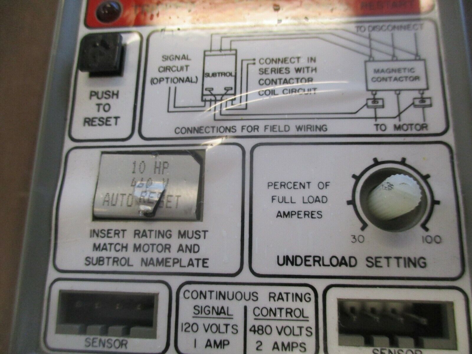 Franklin Electric Subtrol Motor Protector 152200941 10HP 460V 3Ph Used