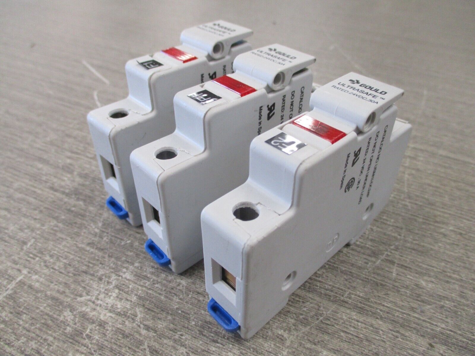 Gould Ultrasafe Fuseholder USM1I-DC24P 30A 24VDC 1P *Lot of 3* Used