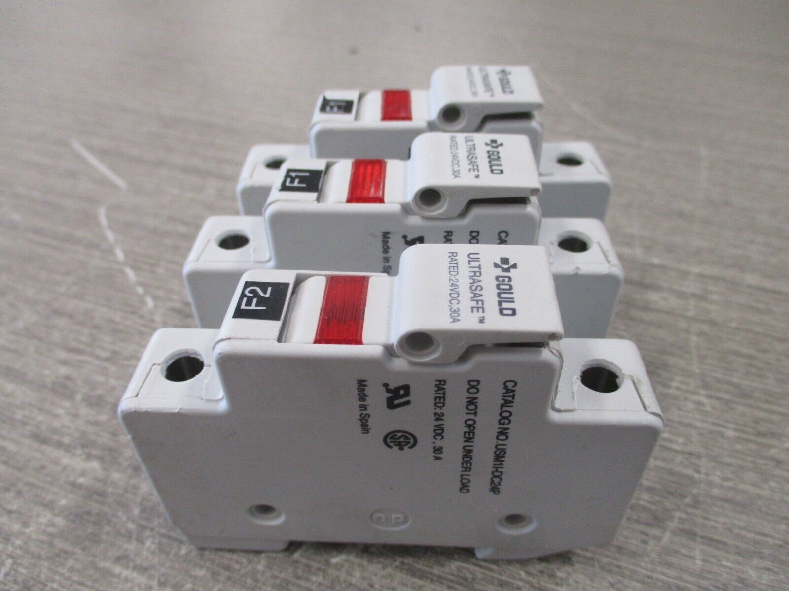 Gould Ultrasafe Fuseholder USM1I-DC24P 30A 24VDC 1P *Lot of 3* Used