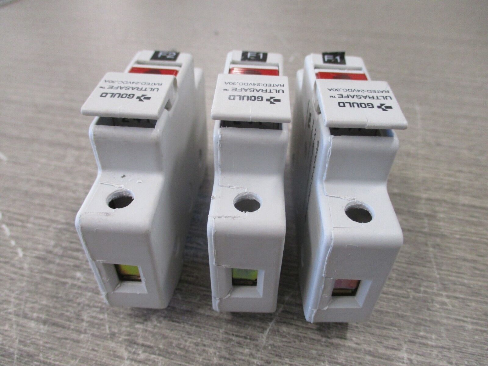 Gould Ultrasafe Fuseholder USM1I-DC24P 30A 24VDC 1P *Lot of 3* Used