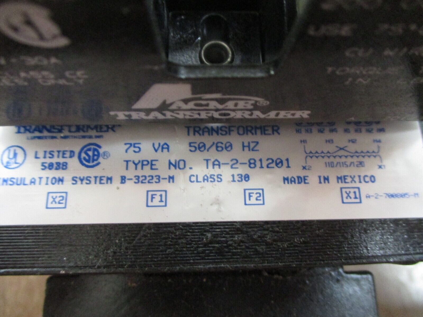 Acme Control Transformer TA-2-81201 75VA Pri: 240/480V Sec: 120V 50/60Hz Used