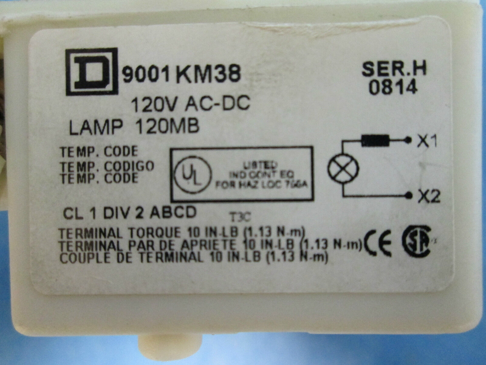 Square D Amber Lamp 9001SKP38A31 Used