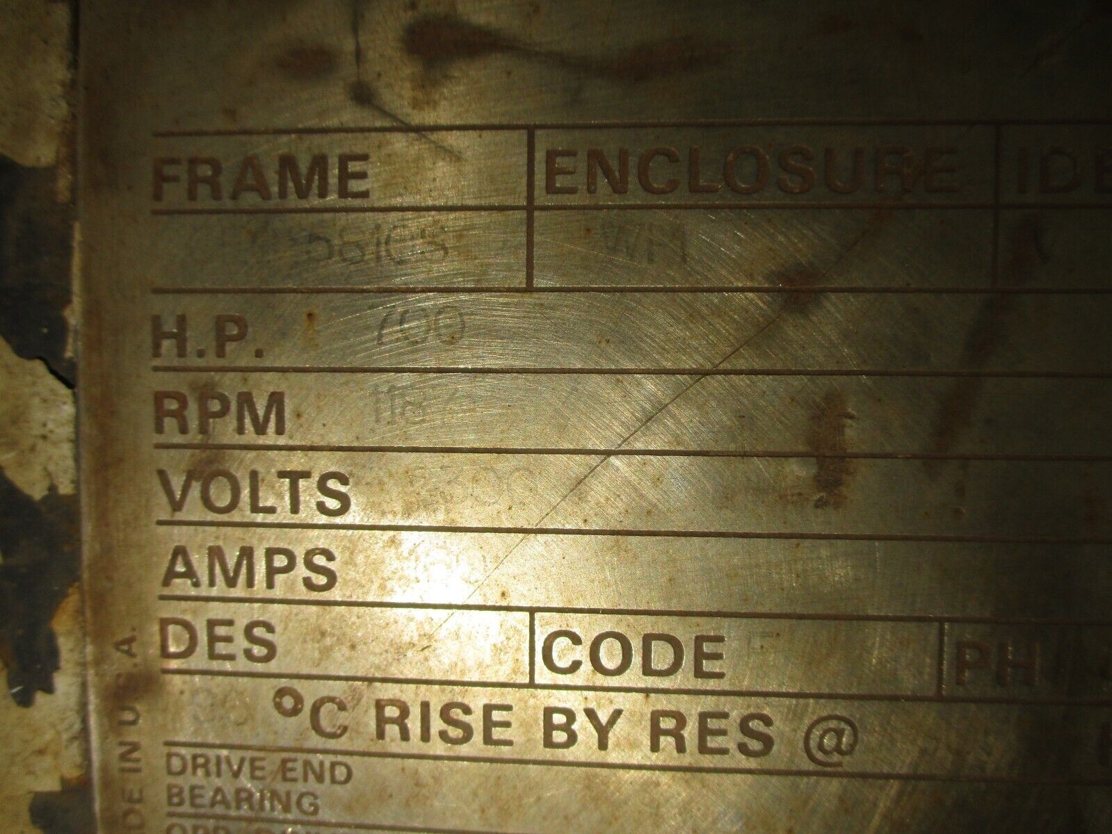 Reliance Motor Frame: 581CS 700HP 2300V 160A 1800RPM 60Hz Used