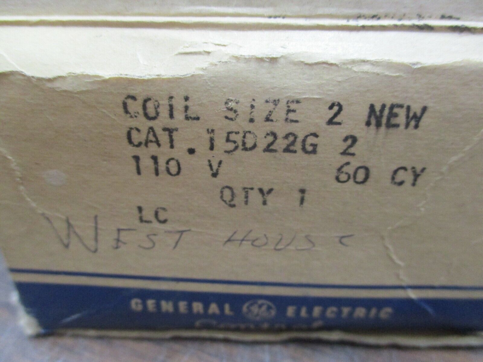 GE Size 2 Coil 15D22G 2 110V@60Hz New Surplus