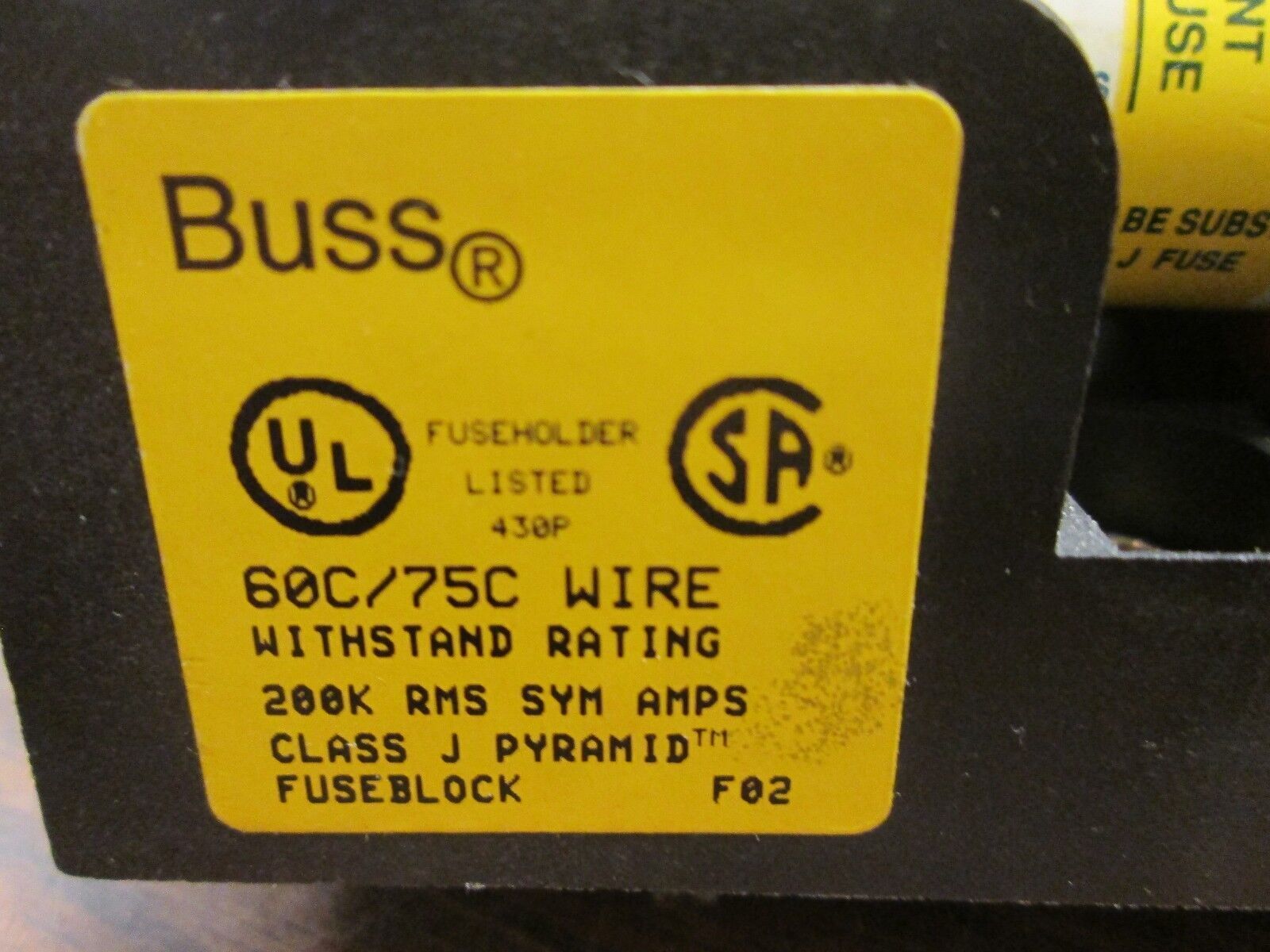 Buss Fuseblock JP60030-3CORA 30A 600V 3P w/ 25A Fuses Used