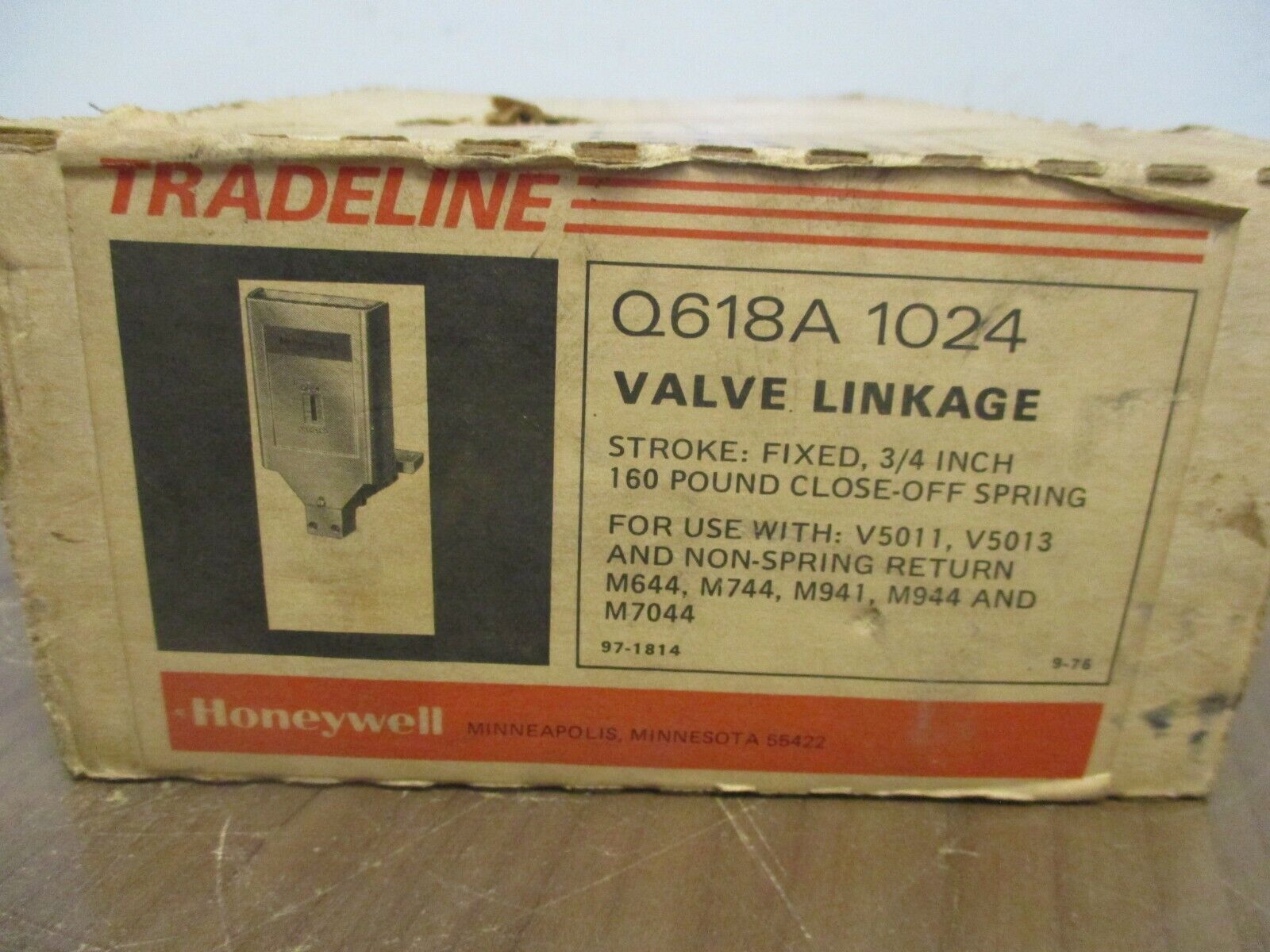 Honeywell Tradeline Valve Linkage Q618A 1024 3/4" Stroke 160lb Close-Off Spring