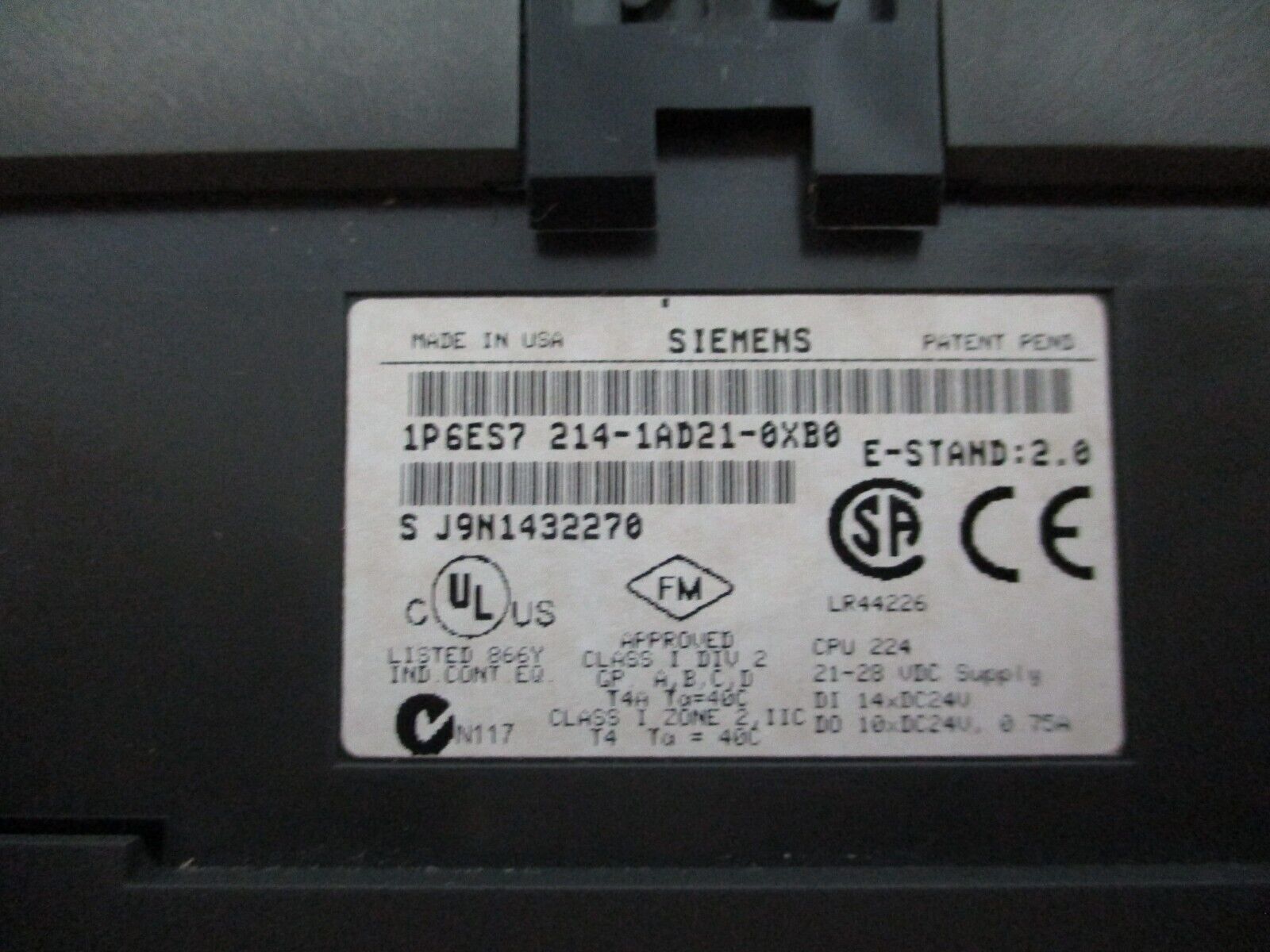 Siemens Simatic S7-200 CPU Module 6ES7 214-1AD21-0XB0 Used