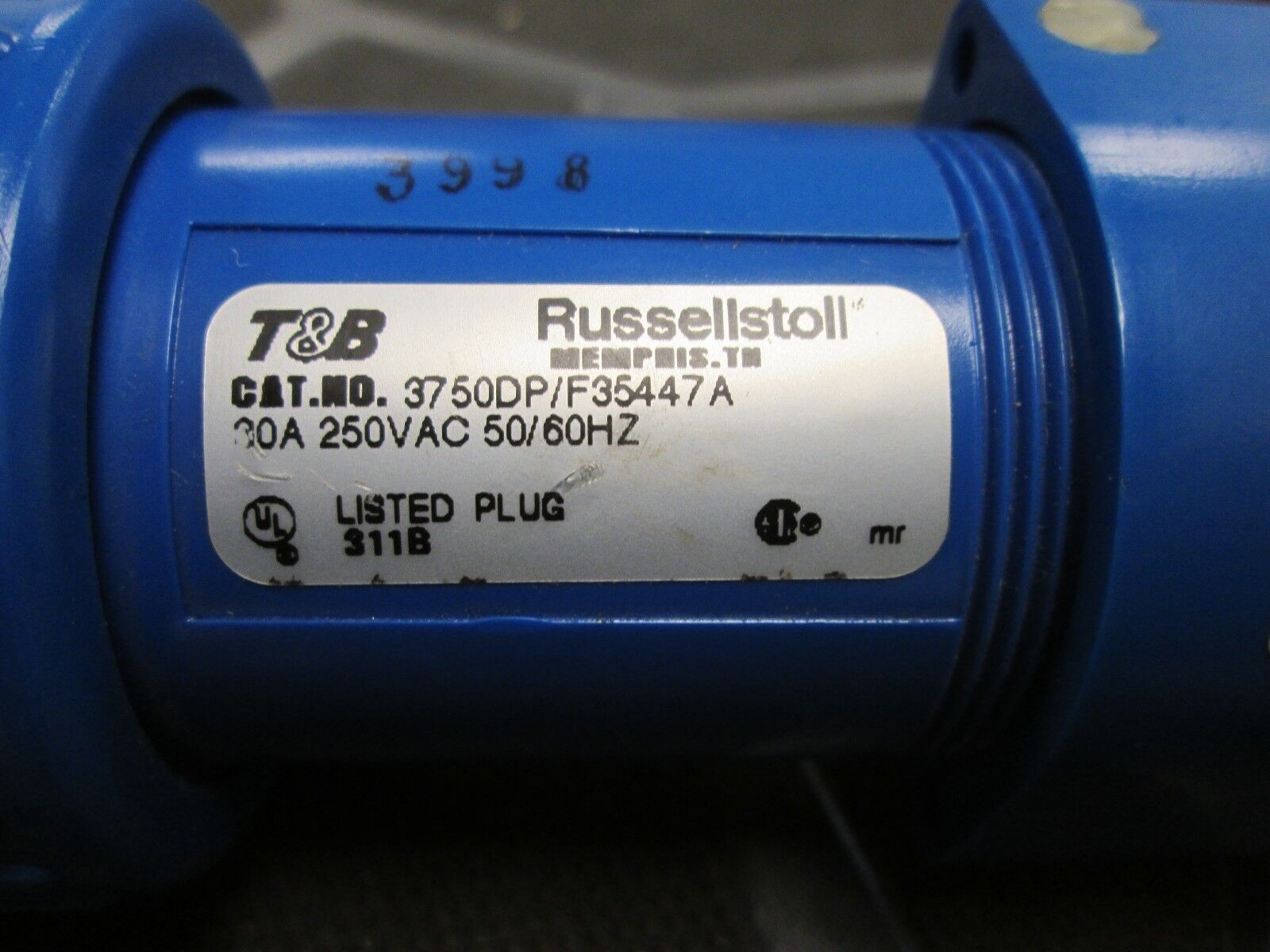 Thomas & Betts Plug & Receptacle 3750DP/F35447A 30A 250V 56/60Hz