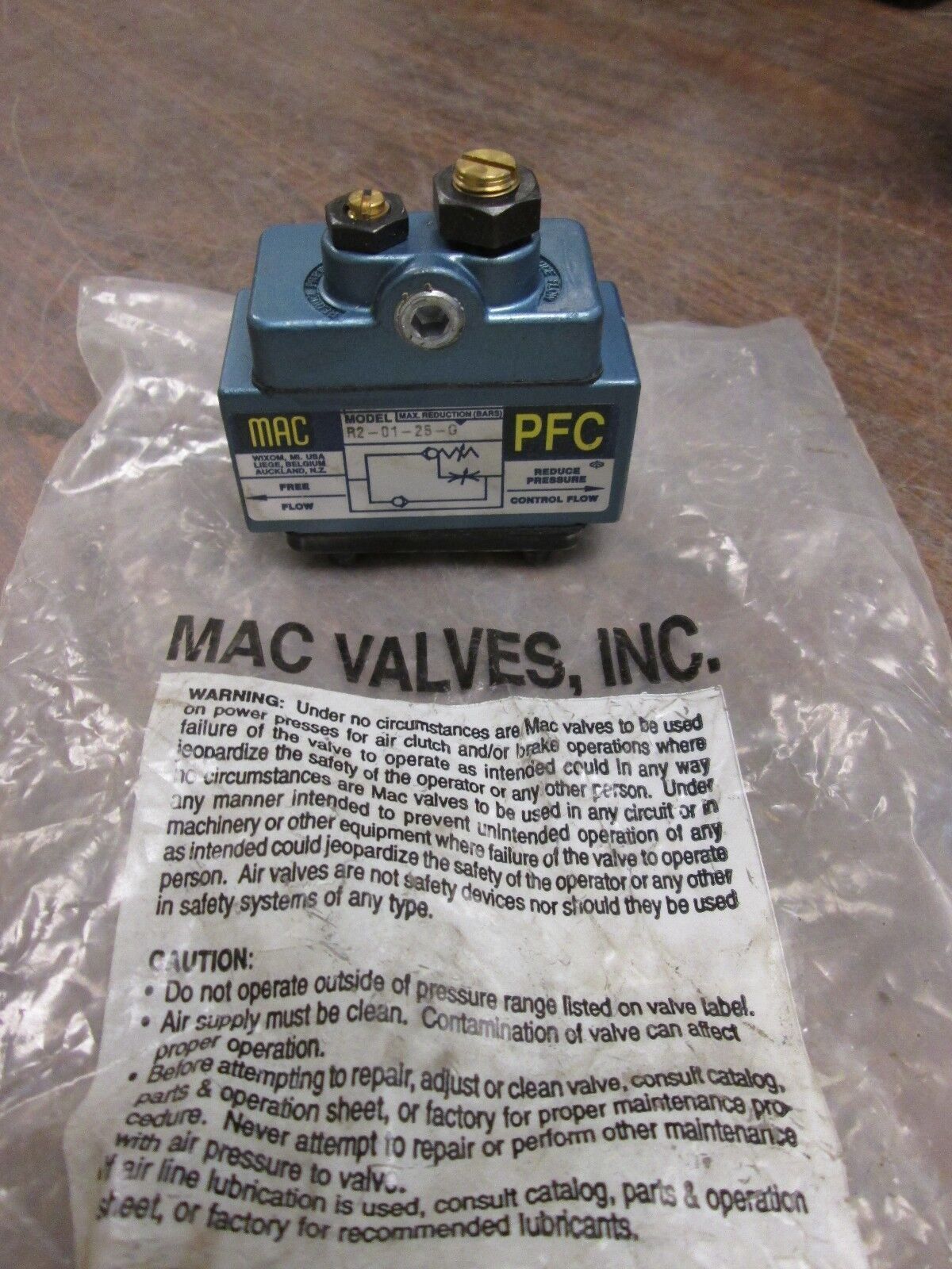 MAC Flow Control Valve R2-01-25-G 2-Way 1/4" New Surplus