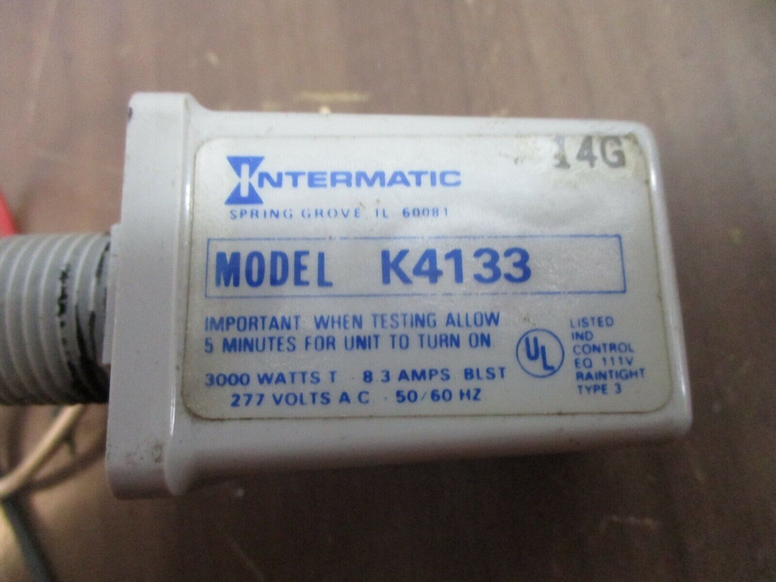 Intermatic Photo Control Sensor K4133 3000W 8.3A 277V 50/60Hz *Lot of 3* Used