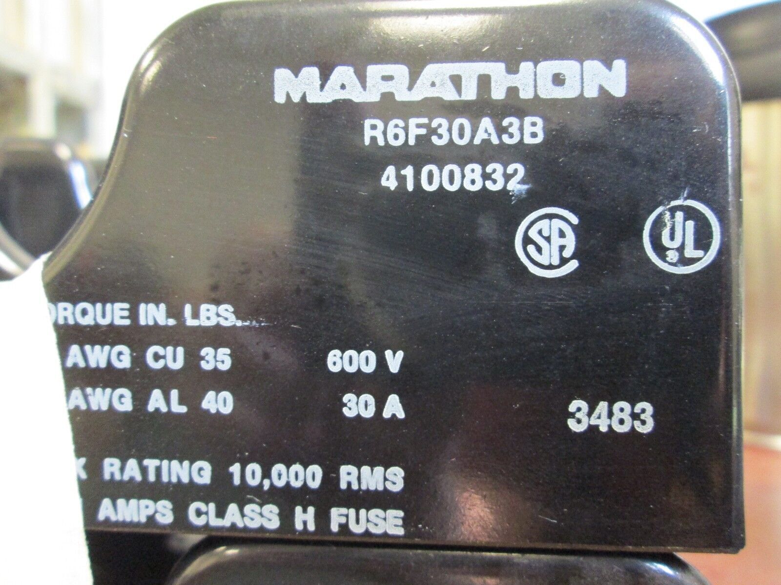 Marathon Fuse Block R6F30A3B 30A 600V 3P *Lot of 2* Used