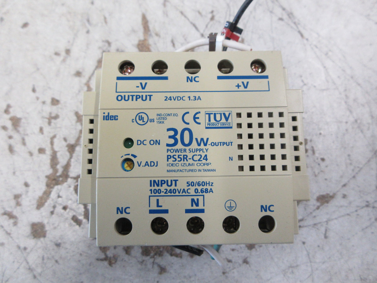 IDEC Power Supply PS5R-C24 In: 100-240VAC 0.68A 50/60Hz Out: 24VDC 1.3A Used