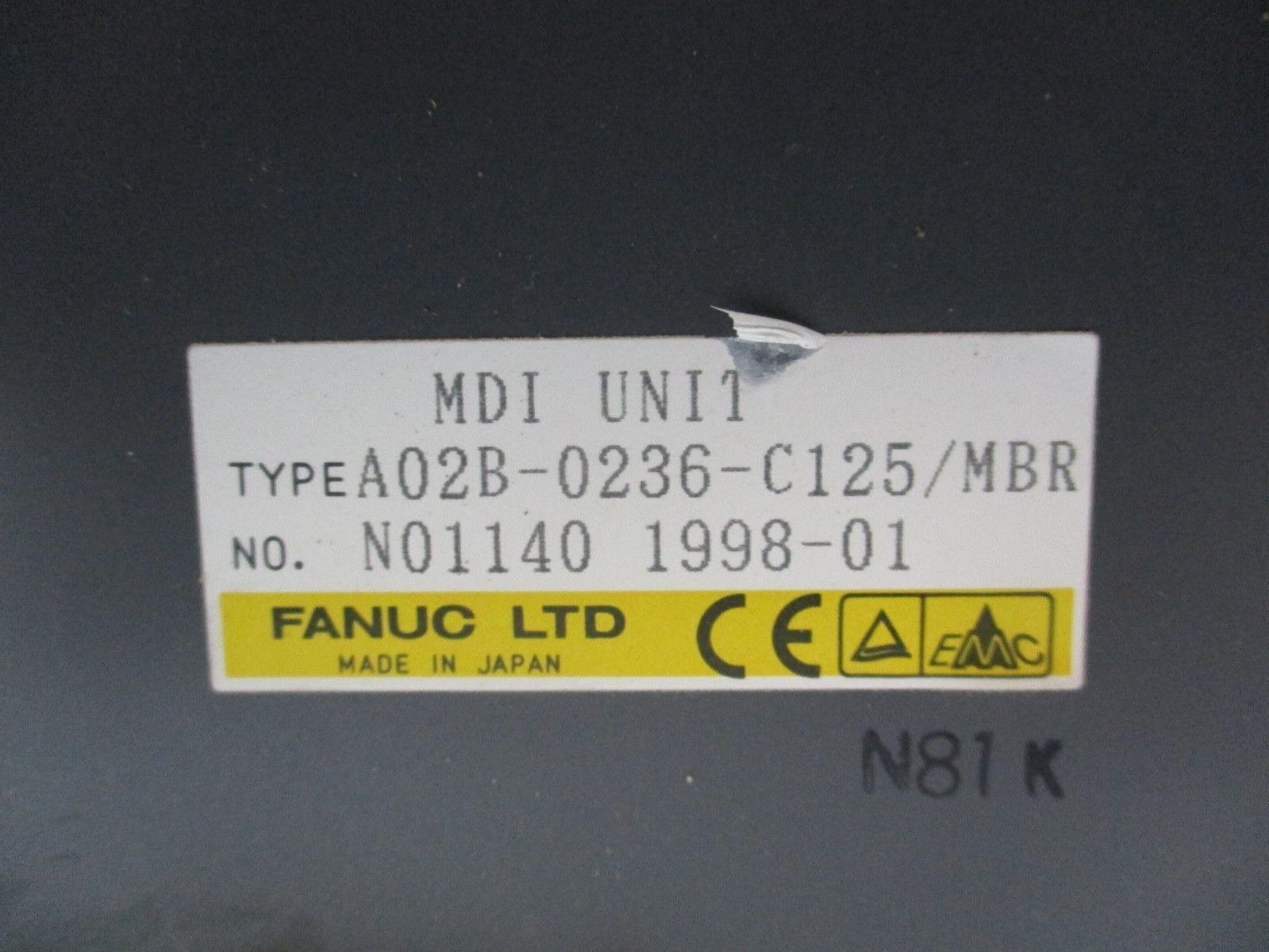Fanuc MDI Unit A02B-0236-C125/MBR Used