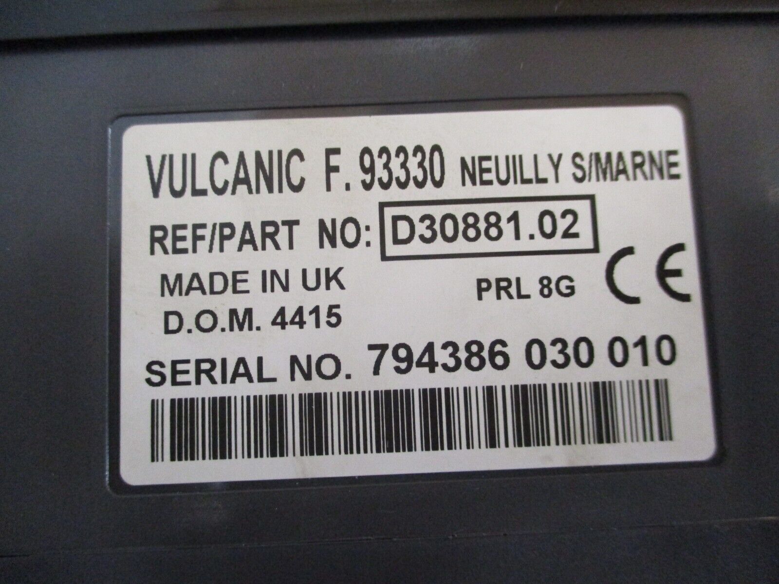 Vulcanic F.93330 Temperature Controller D30881.02 *Broken Bottom* Used