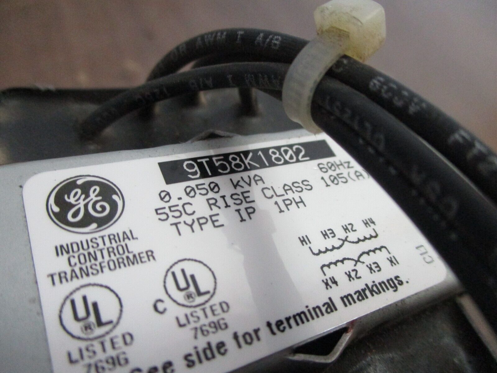 GE Control Transformer 9T58K1802 0.050KVA Pri: 240/480V Sec: 120/240V 60Hz Used