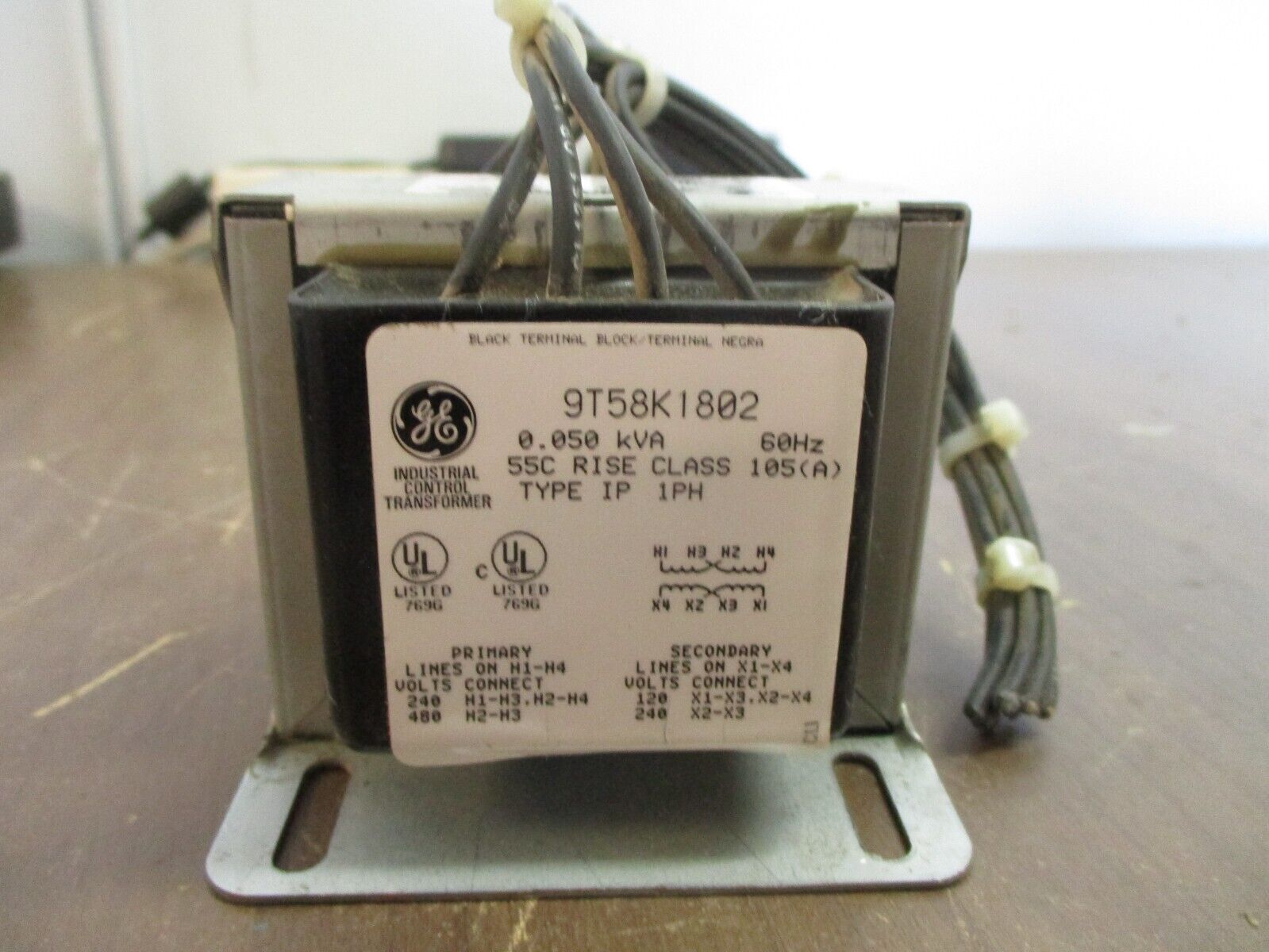 GE Control Transformer 9T58K1802 0.050KVA Pri: 240/480V Sec: 120/240V 60Hz Used
