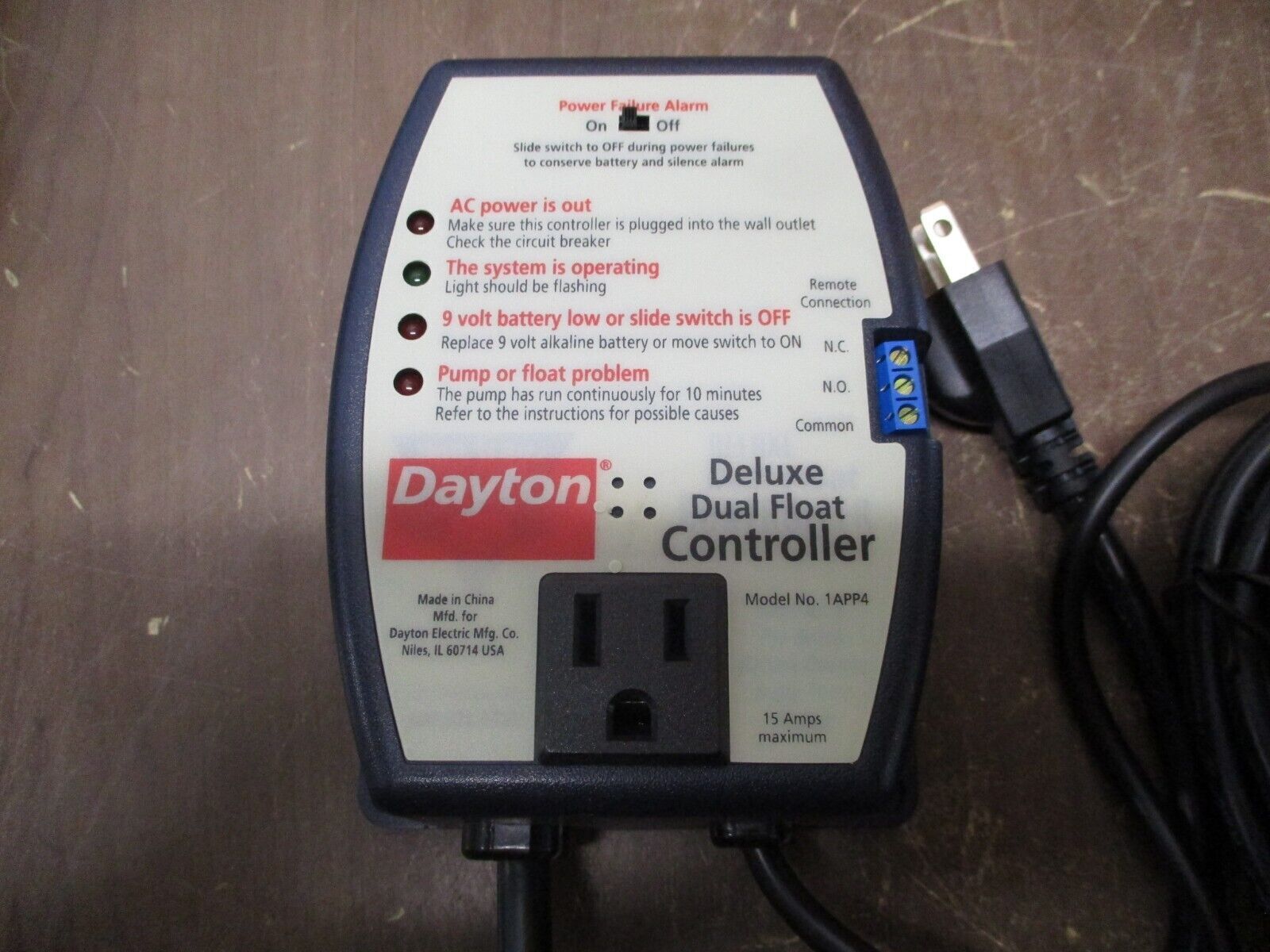 Dayton Dual Float Switch & Controller 1APP4 New Surplus