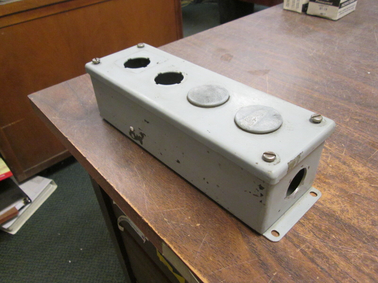 Hoffman Push Button Station E-4PB 4-Hole Used