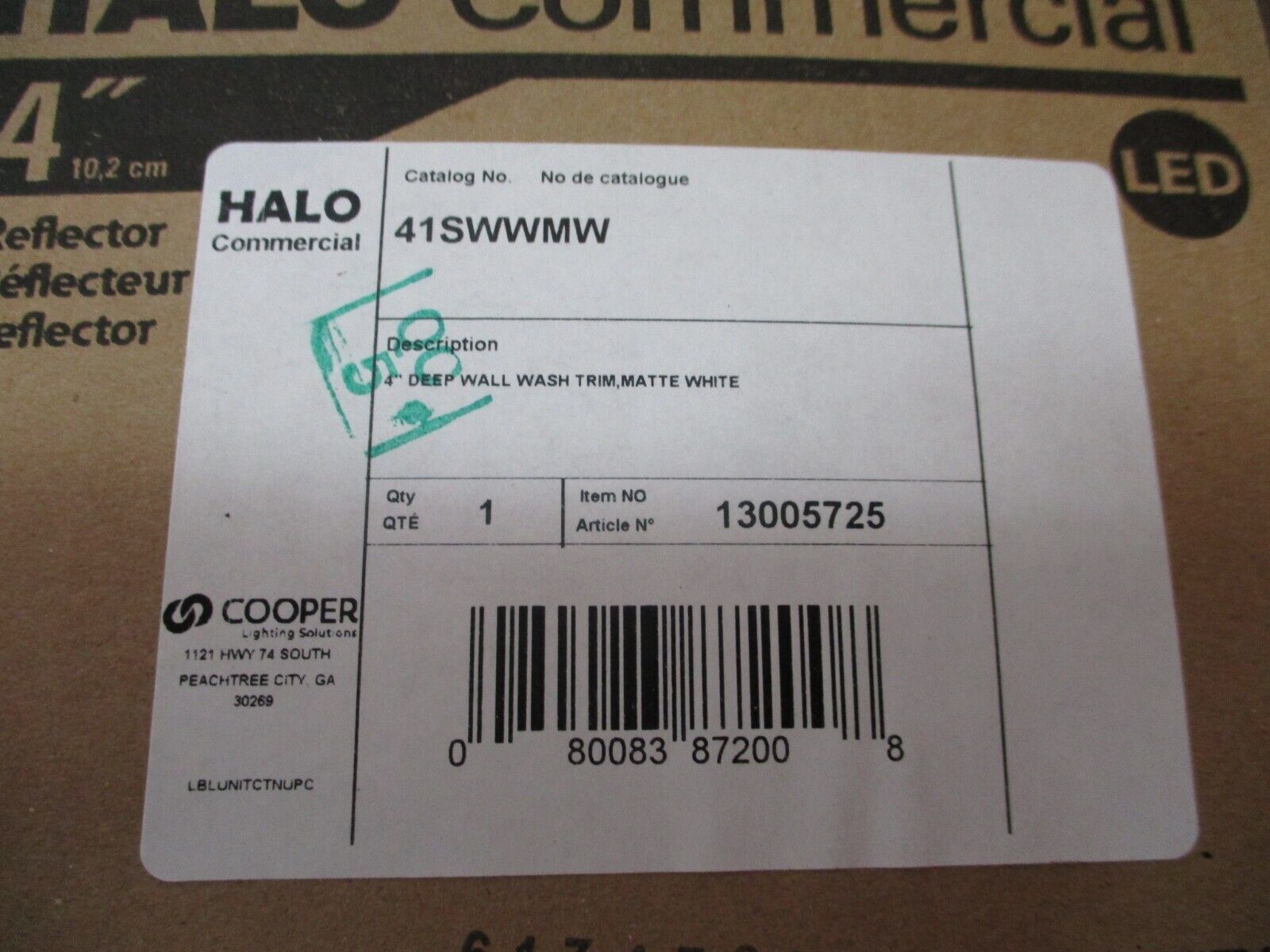 Eaton Halo Commercial Wall Wash Trip 41SWWMW 4" Deep Matte White *Box of 6*