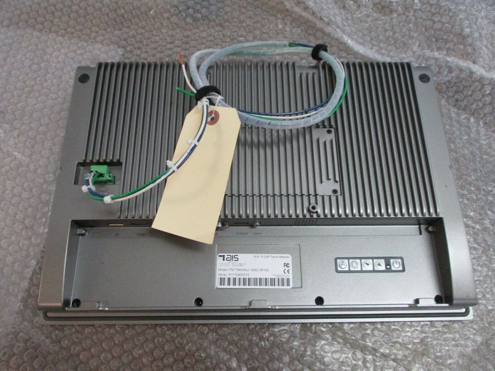 AIS Industrial P-Cap Touch Monitor ITM-TMNA0U-16AC-0FHD Size: 15.6" TFT LCD Used