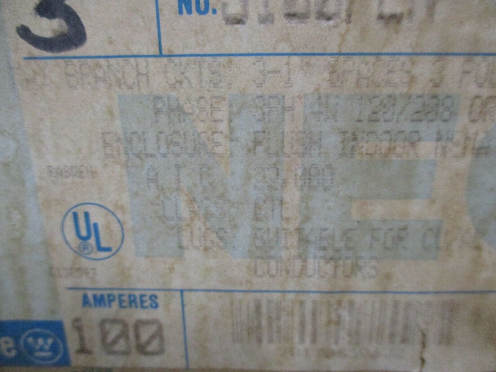 Westinghouse Load Center 3100FLN 100A 120/208/240V 3Ph 4W *No Box* New Surplus