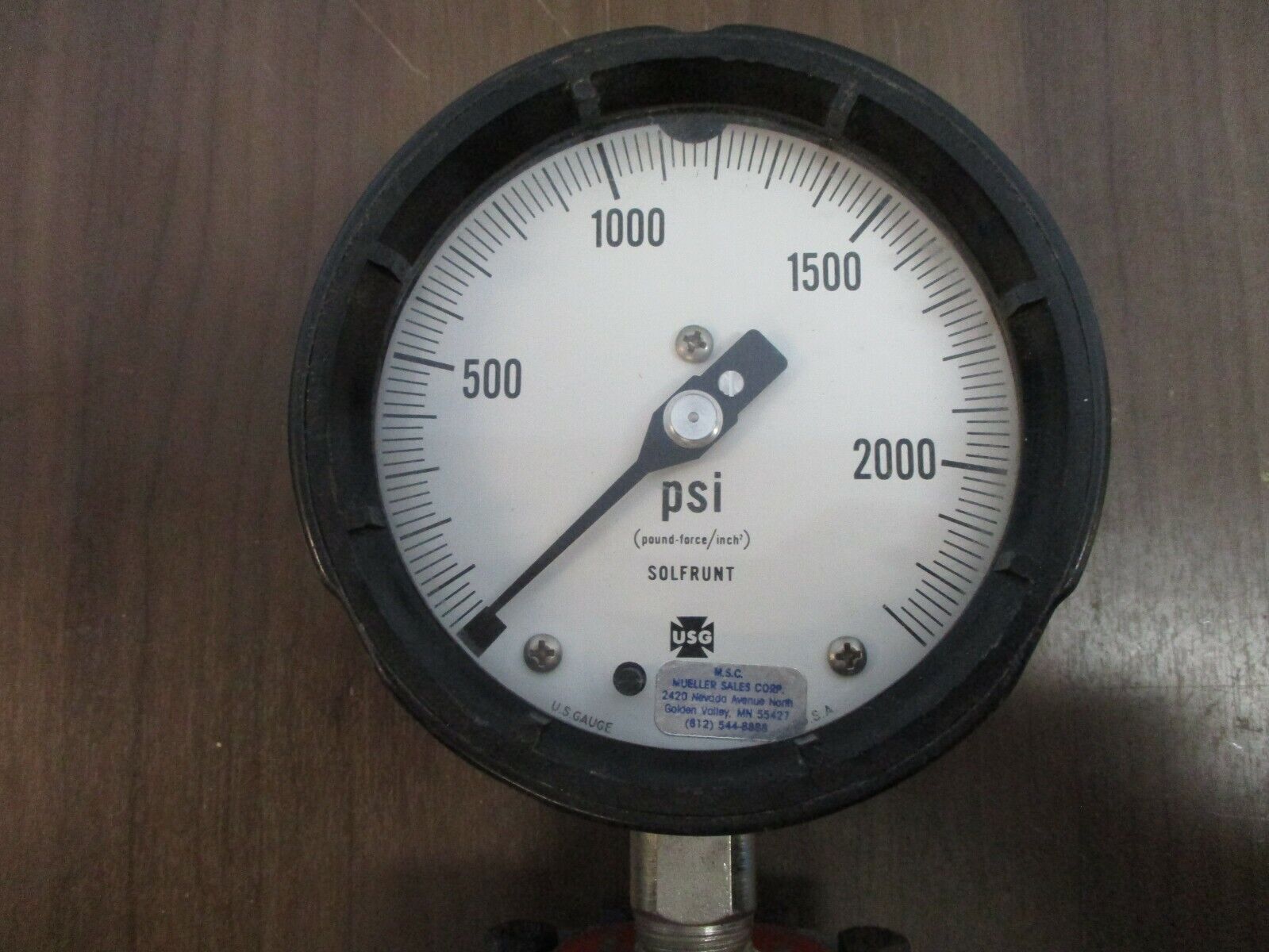 USG Solfrunt Pressure Gauge w/ Diaphragm Seal Range: 0-2500PSI Used