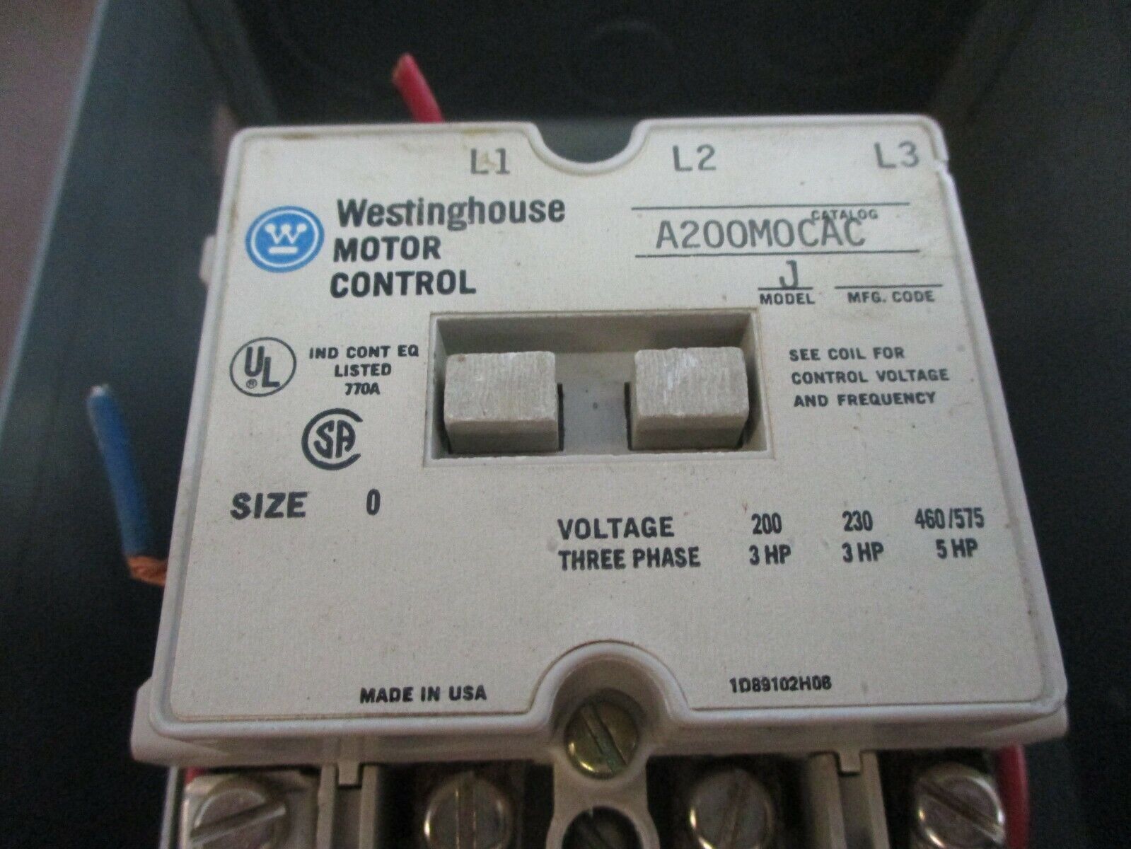Westinghouse Enclosed Size 0 Starter A200MOCAC 240V Coil Type 1 Enclosure Used
