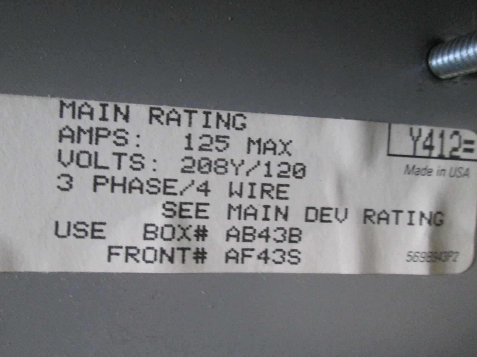 GE Main Lug Circuit Breaker Panel w/ Surge Suppressor AQF3421ABX 125A Max Used