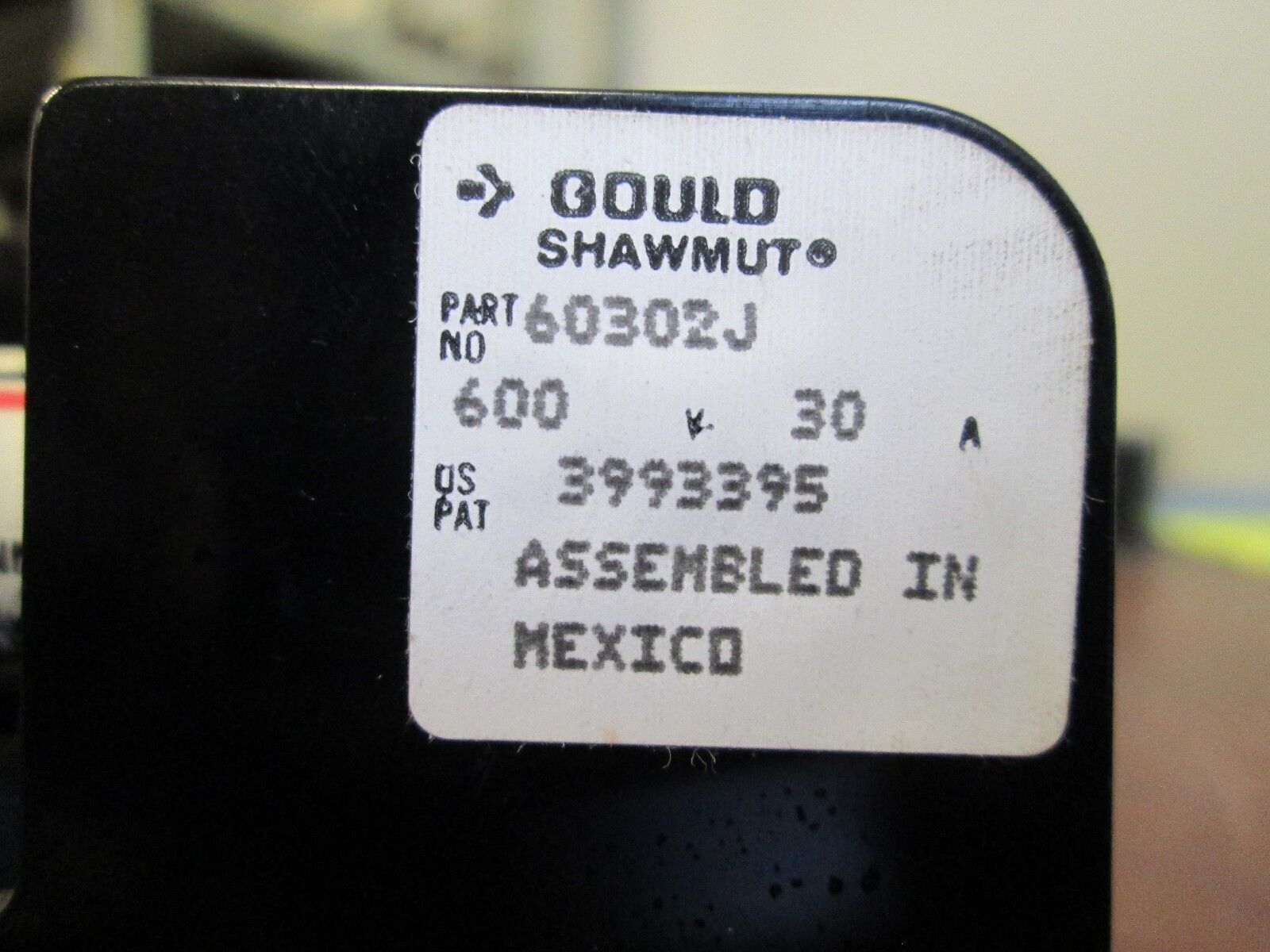 Gould/Shawmut Fuse Block 60302J 30A 600V 4P JHC 3 Fuses Used
