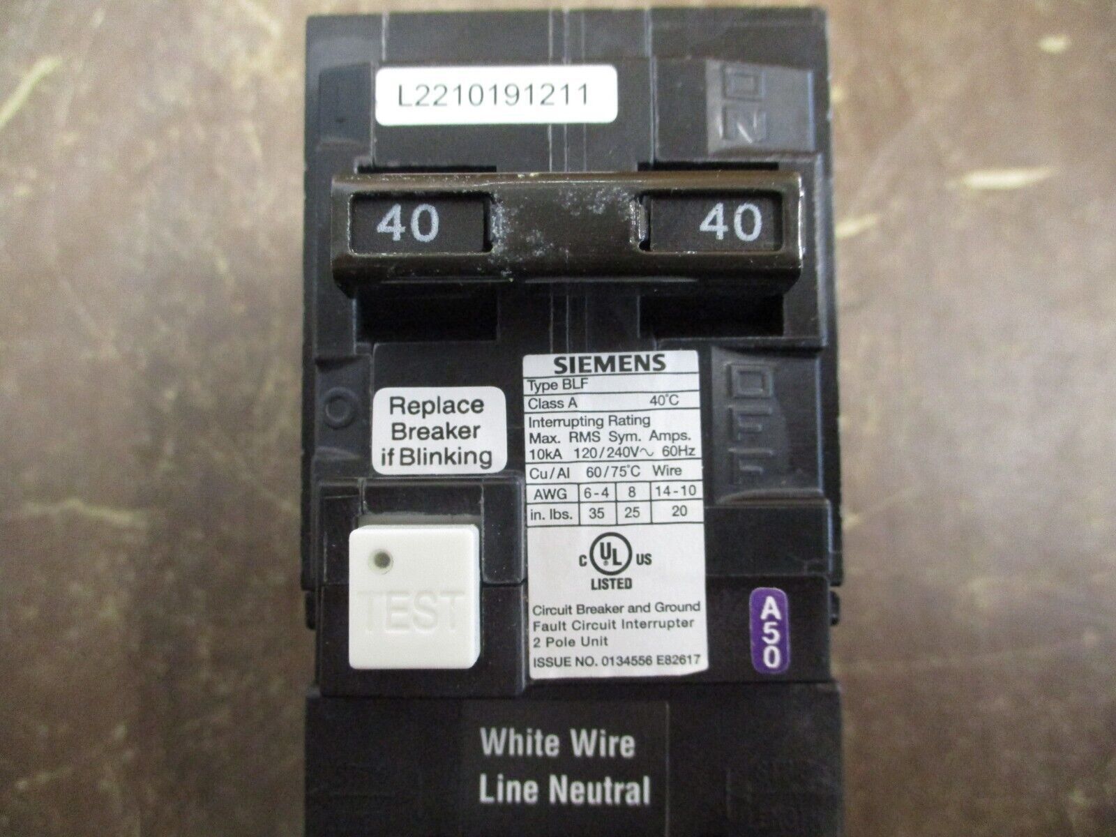 Siemens GFCI Circut Breaker BF240A 40A 120/240V 2P New Surplus