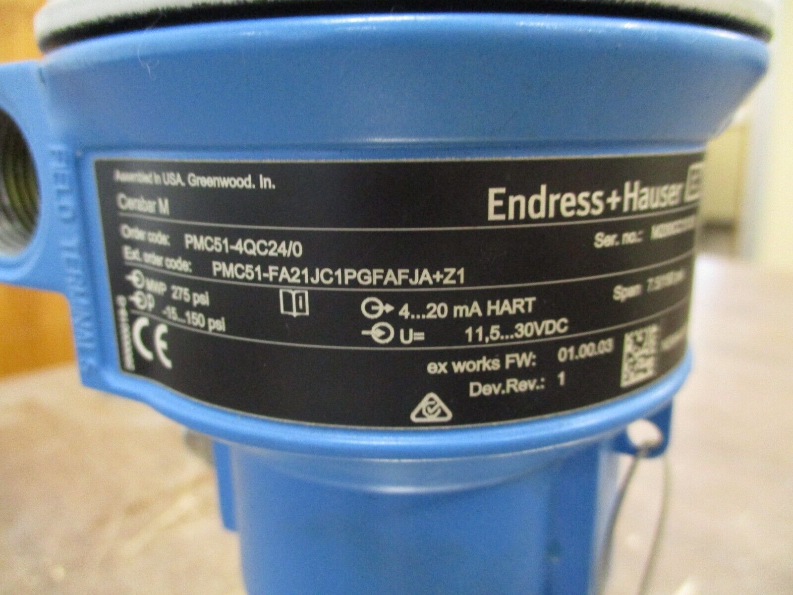 Endress + Hauser Cerabar M Pressure Transmitter PMC51-4QC24/0 Used