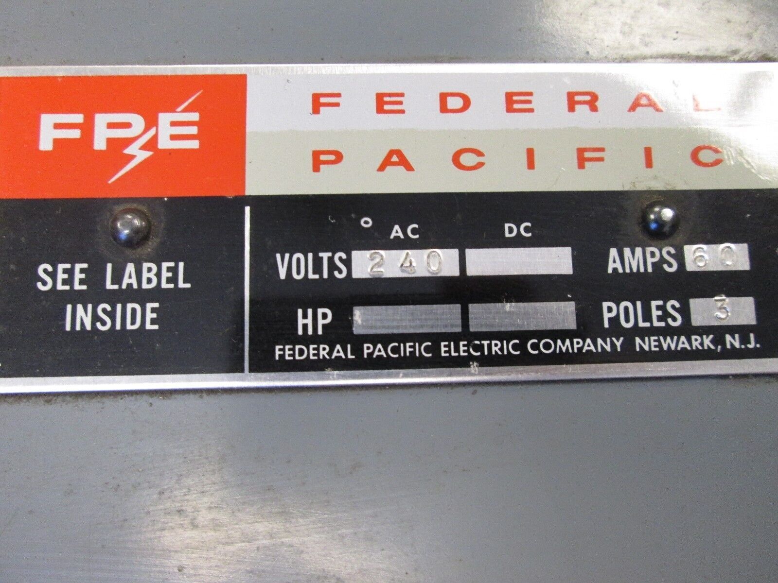 FPE Fusible Double Throw Safety Switch DT1632 60A 240V 3P New Surplus