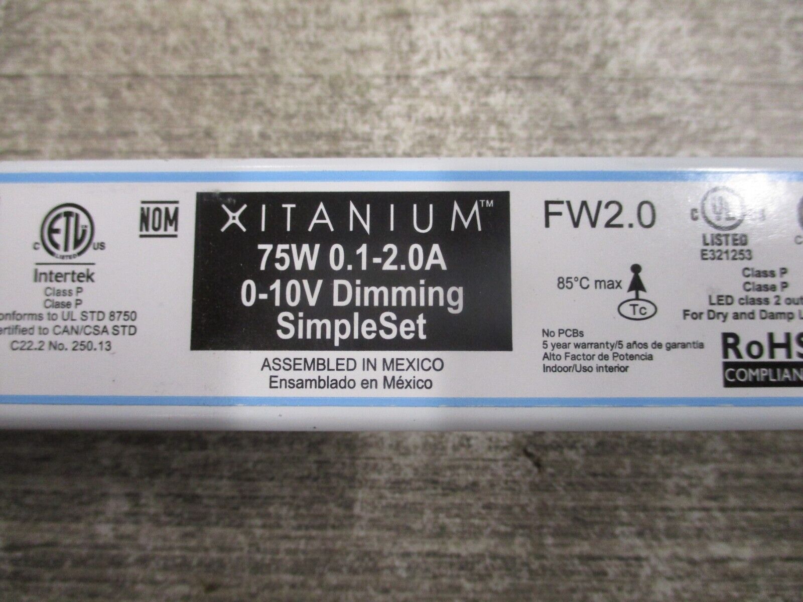 Advance Xitanium LED Drive XI075C200V054BST1 FW 2.0 Input: 120-277V
